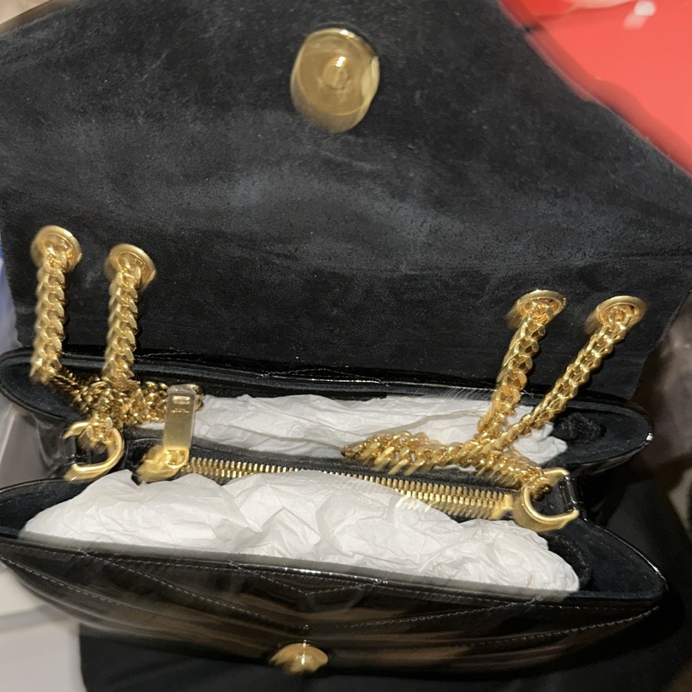 Yves Saint Laurent Black and Gold Quilted Shoulder Bag - Picture 3 of 3